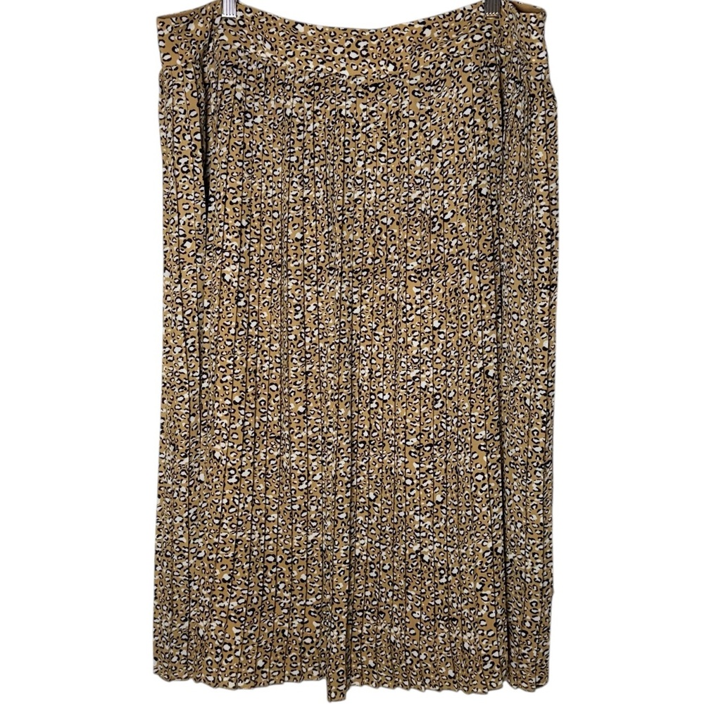 Size 18 EUC J. Crew Factory Leopard Print Pleated Lined Midi Skirt - Picture 11 of 15